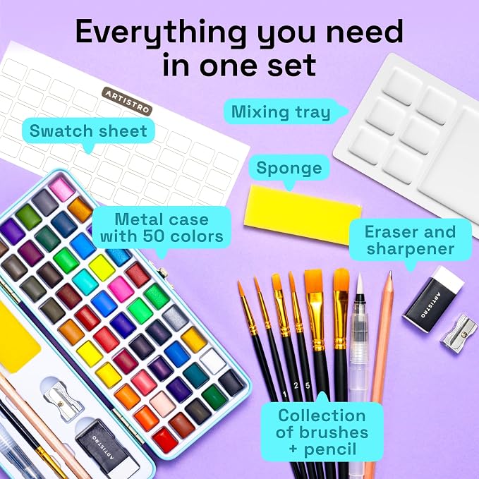 ARTISTRO 100 Color Watercolor Paint Set - Image 2