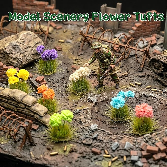 Warmtree 63 Pcs Miniature Colorful Flower Cluster DIY Static Grass Tufts Model - Image 6