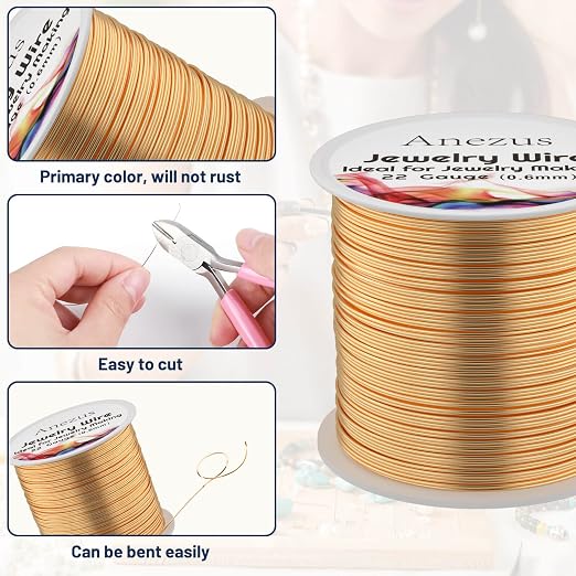 22 Gauge Jewelry Wire, Anezus Craft Wire Tarnish Resistant Copper Beading Wire - Image 3