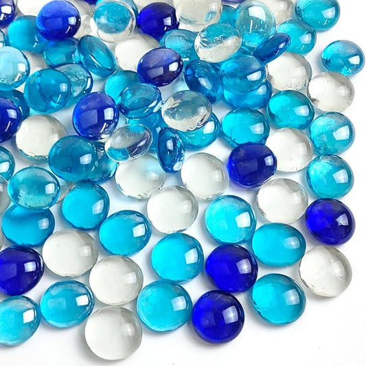 FANTIAN 10LB Fire Pit Glass, Mixed Blue Flat Glass Marbles by FANTIAN-GardeningMakesLifeBetter