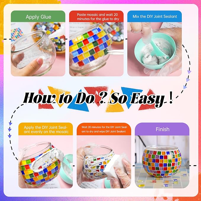 Joyclub DIY Mosaic Candle Holder Kit Mosaic Kits - Image 4