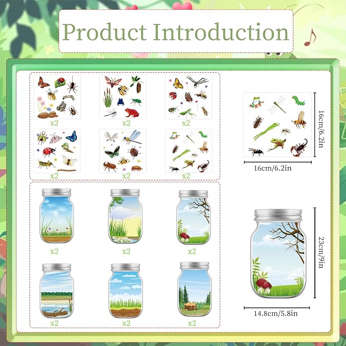 24PCS Insects Stickers Crafts DIY Jar Sticker Set - Image 2