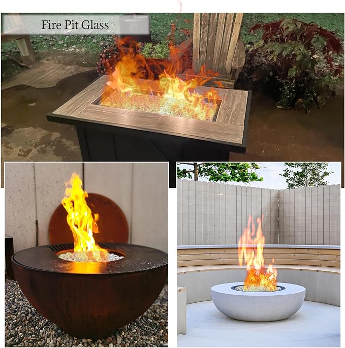 10LB Fire Pit Glass, Decorative Clear Glass Pebbles Stones - Image 4