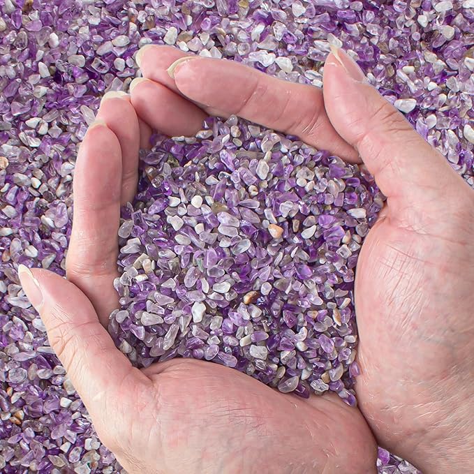 0.5 Lb/230g Amethyst Crystal Chips Bulk Tumbled Crushed Stones 3-5mm, Natural by EZEELAI