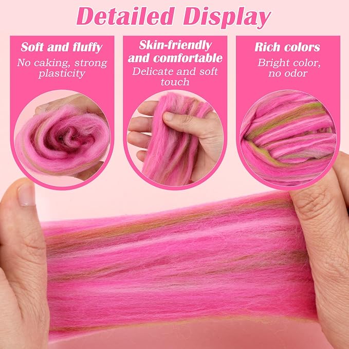 Wool Roving 7.02oz Colored Natural Needle Felting Wool Bulk - Image 6