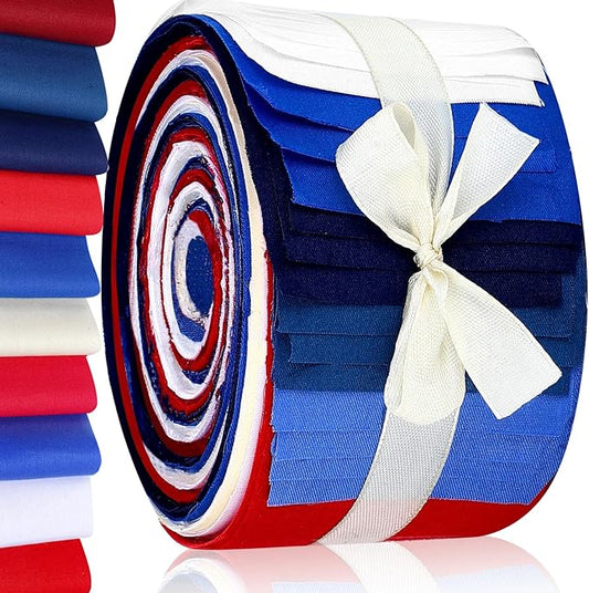 Hosuly 40 Pcs Red White Blue Solid Colors Jelly Fabric by Hosuly