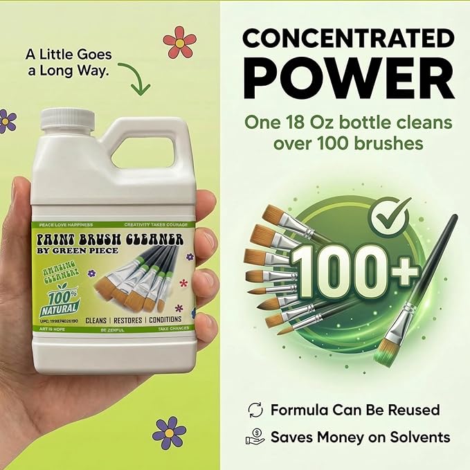Green Piece® Paint Brush Cleaner & Restorer – 100% Natural, Non-Toxic Formula – - Image 8