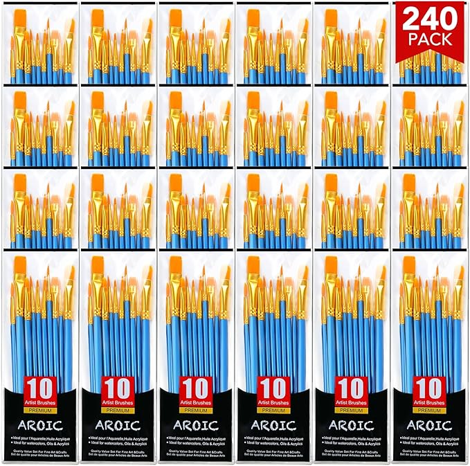 AROIC Acrylic Paint Brush Set, Artist Craft Paint Brushes Supplies, Kid Adult by AROIC