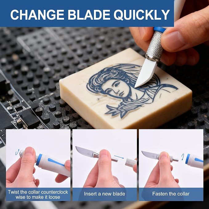 16 Pcs Premium Precision Craft Knife Set, 10 Replaceable Carbon Steel Blades - Image 6