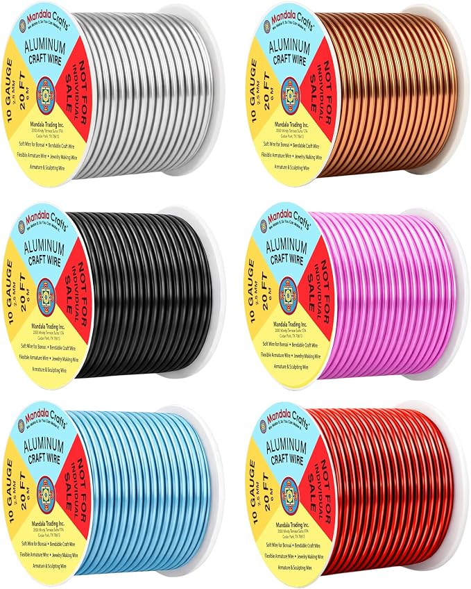 Mandala Crafts 10 GA Red Copper Black Assorted Anodized Aluminum Craft Wire | by MandalaCrafts