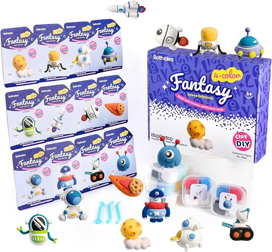 Both idea Air Dry Clay Kit, Space Theme | 12 Packs, Non-Toxic Kids Gift | by Bothidea