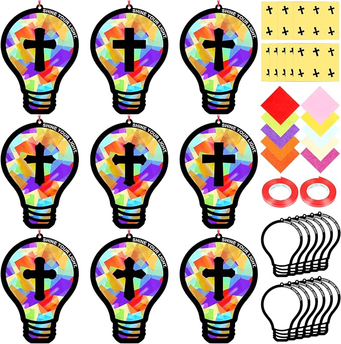Renbuzhu 48PCS Sunday School VBS Crafts Bulk: Paper Lightbulb Cross Nativity by Renbuzhu