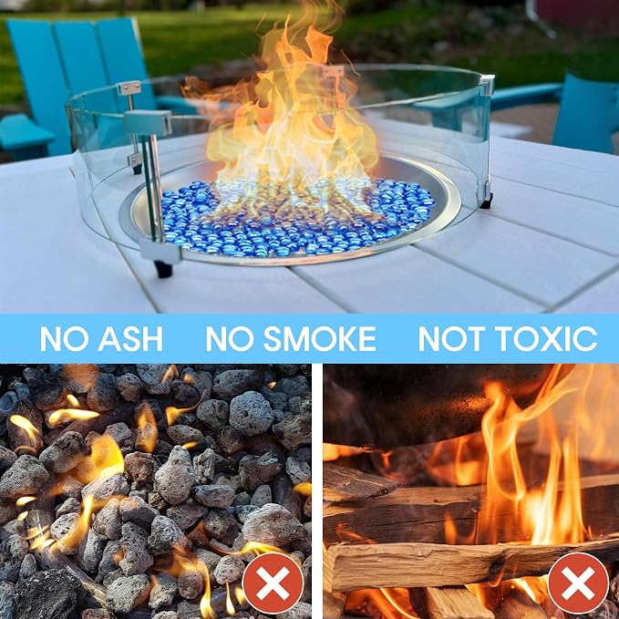 5 lb Light Blue Glass Beads for Vases, Glass Pebbles, Light Blue Flat Glass - Image 3
