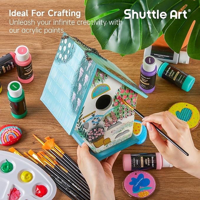 Shuttle Art Acrylic Paint, 50 Colors Acrylic Paint Set, 2oz/60ml Bottles - Image 7