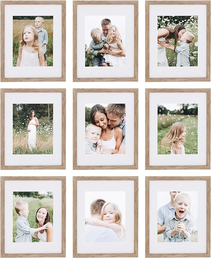 Sheffield Home 9 Piece Gallery Wall Frame Set, 11x14 Inch, Light Natural by SheffieldHome