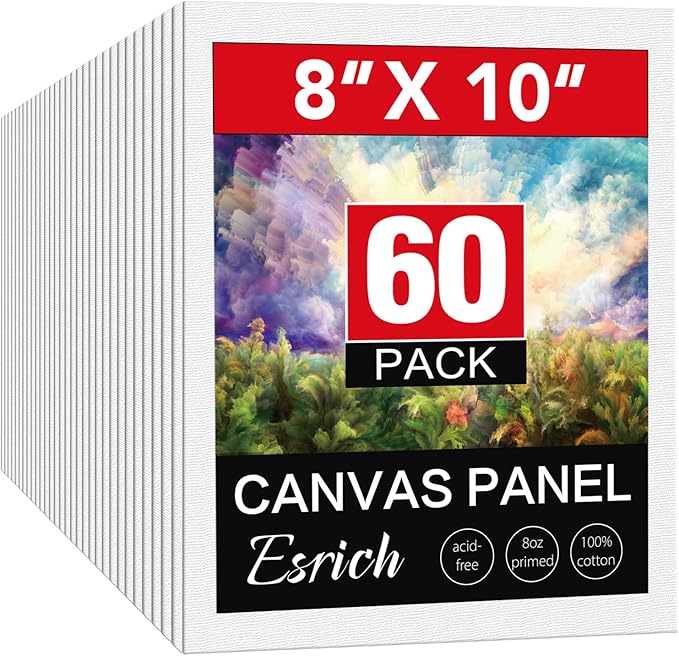 ESRICH 8x10 Canvas for Painting, 60 Pack Canvas Boards for Painting, Blank by ESRICH
