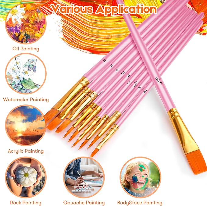 Soucolor Paint Brush Set –40Pcs Acrylic Watercolor Brush Multi-Size - Image 4