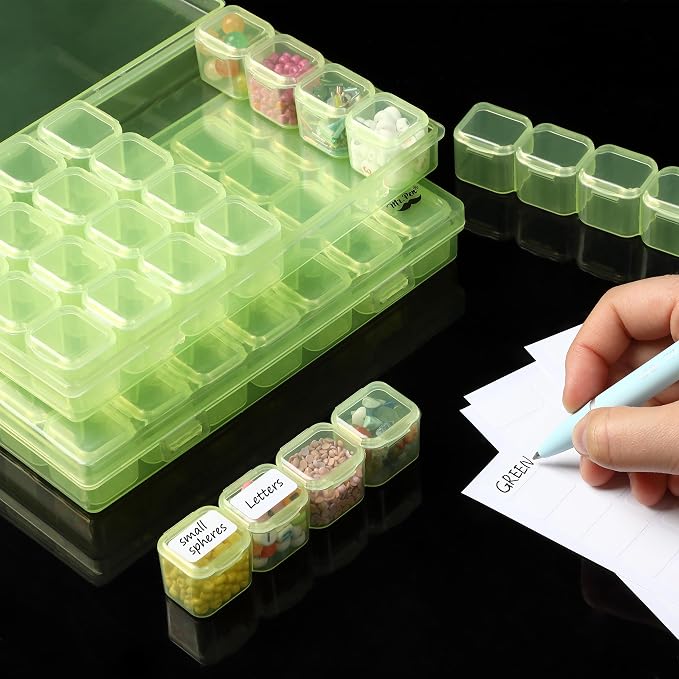 Mr. Pen- Bead Storage Containers, 28 Grids, 2 Pack, Transparent Green | 160 pcs - Image 6