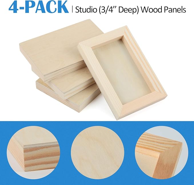 Falling in Art 4 Pack 4x6’’ Unfinished Birch Wood Panels Kit - Image 6