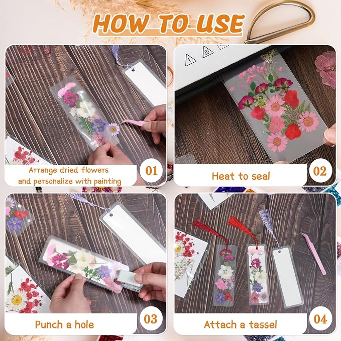 438 Pcs Dried Flower Bookmark Making Kit, DIY Craft Gift | Pressed flower craft - Image 2