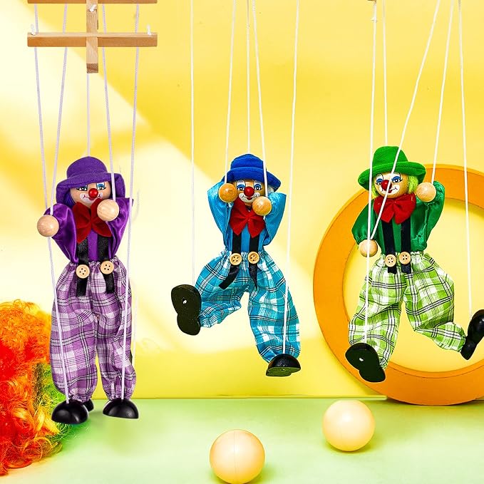 Meooeck 6 Pack Wooden Marionette Puppets Pull String Puppets, Include 6 Colors - Image 7