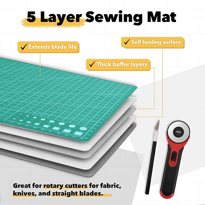 Mandala Crafts Self-Healing Cutting Mat Set – 24" x 36" A1 Green Double-Sided - Image 4