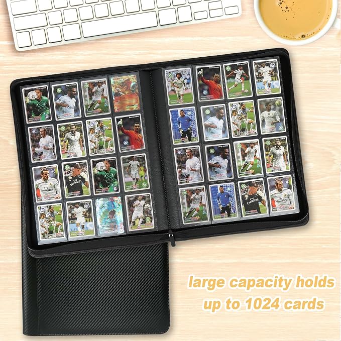 16 Pocket Ringless Side Loading Trading Card Binder, 1024 Cards PU Fixed Page - Image 9