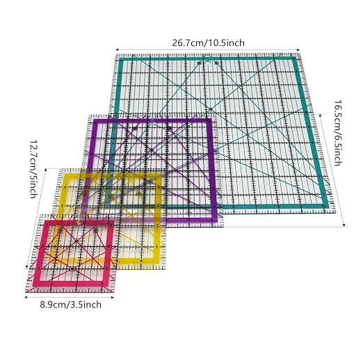 Quilting Rulers, Sewing Ruler, 4 Piece Acrylic Square Quilting Templates - Image 2