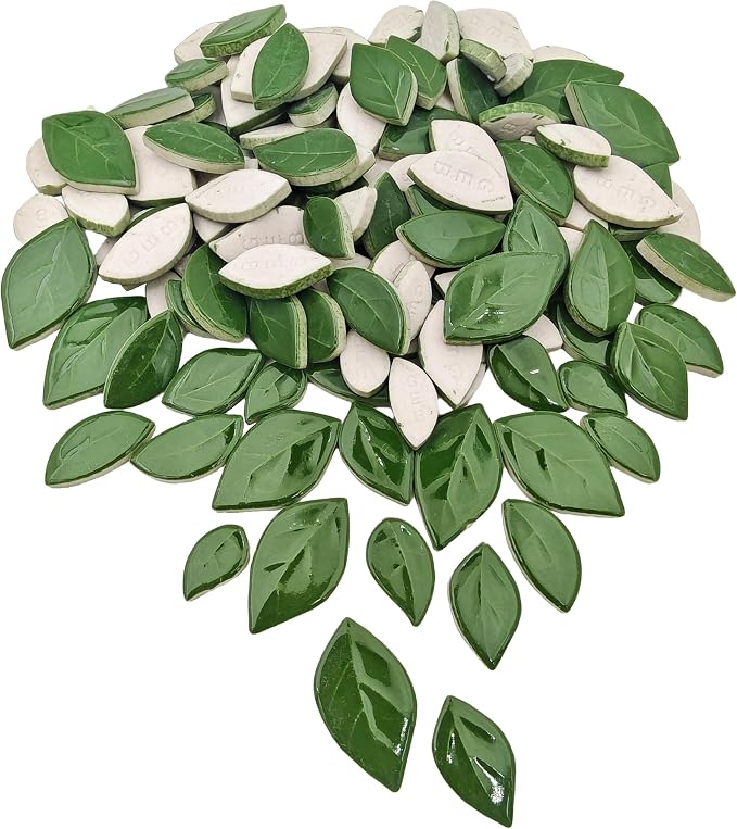 500g/1.1lb Leaf-Shaped Ceramic Mosaic Tiles, Ceramic Mosaic Pieces - Image 2