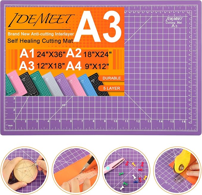 Thickened 18"x12" Self Healing Cutting Mat, Idemeet Rotary Cutting Sewing Mat by IDEMEET