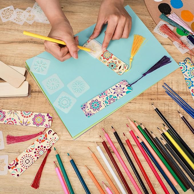 TaoBary 92 Pcs 6 x 2 Inch Floral Wood Bookmark Making Kit Includes 36 - Image 5