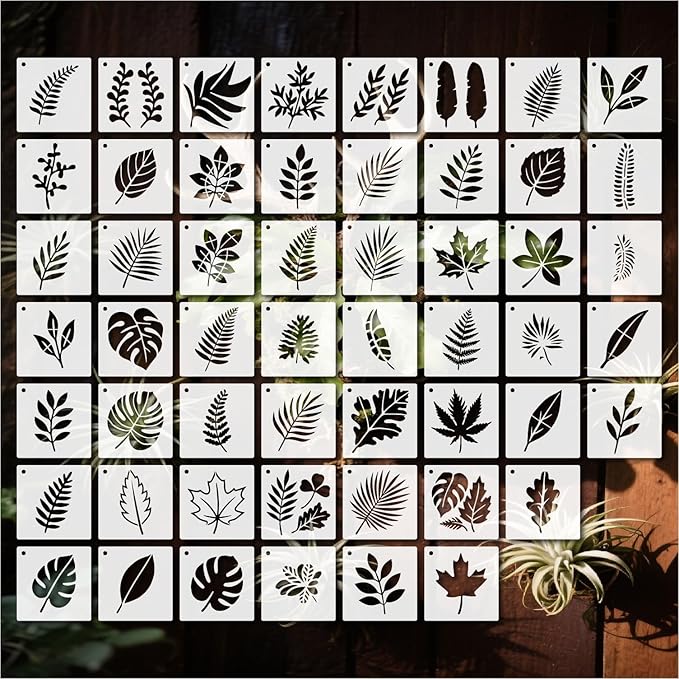 Stencils Plants 4in 53pcs Paint Template Reusable Plastic Templates DIY Crafts by BLOSSOMLAYER