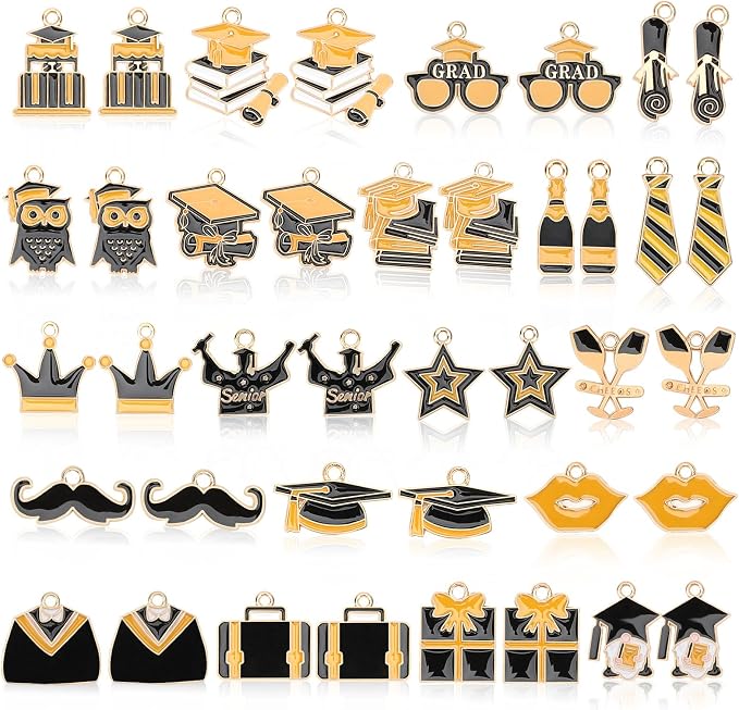 MARFOREVER 40Pcs/20 Pairs Graduation Charms, Graduation Cap Charms by MARFOREVER