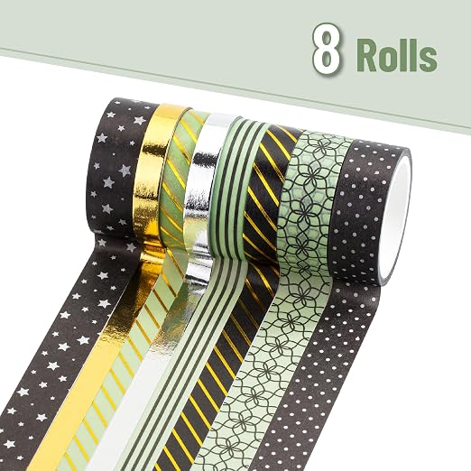 Mr. Pen- Washi Tape Set, 8 Rolls, 5 Yards/Roll | Gold Foil Decorative Tape - Image 2