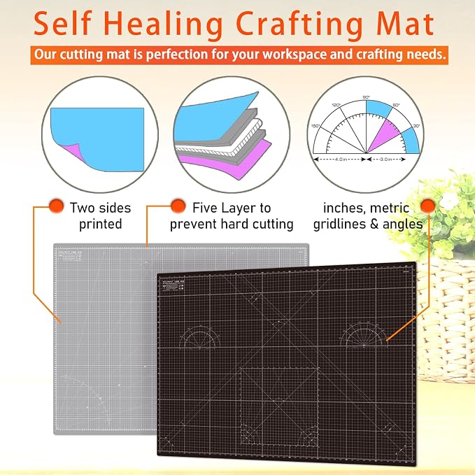 Self Healing Cutting Mat A2 18"x 24" Double Sided Black Mat - Image 4