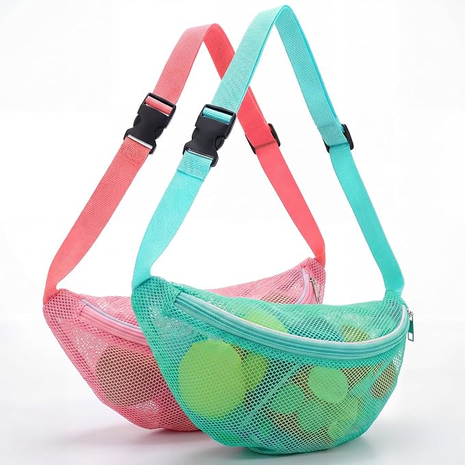 Hsei 2 Pcs Mesh Shell Bags for Beach Shelling Seashell Collecting Fanny Pack by Hsei