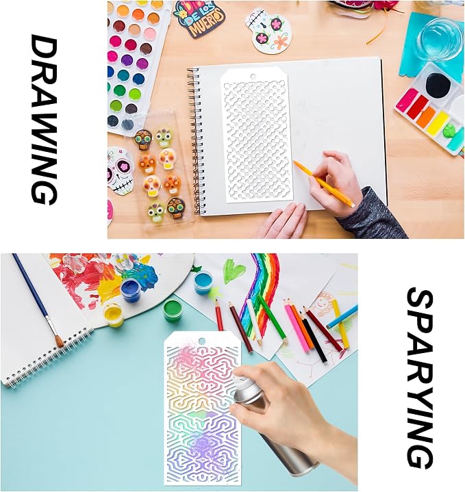 14 Pieces for Crafts Stencils Texture Stencils for Painting Reusable Art Deco - Image 5