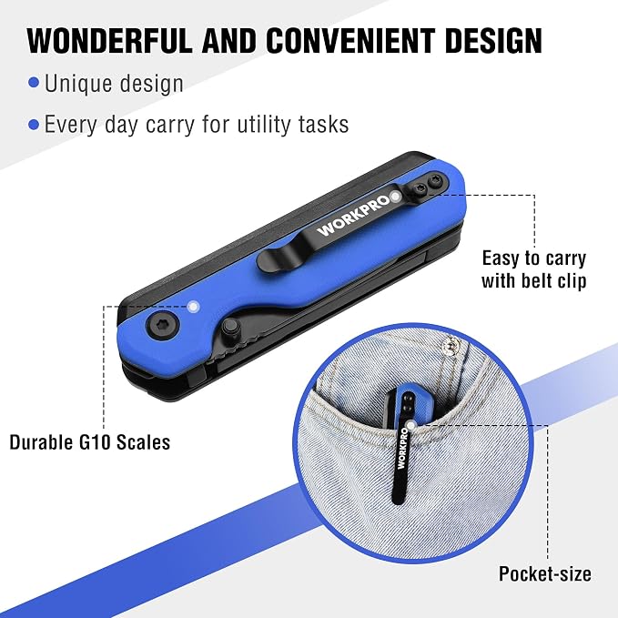 WORKPRO 2-in-1 Folding Knife/Utility Knife, Quick-Change Box Cutter - Image 7