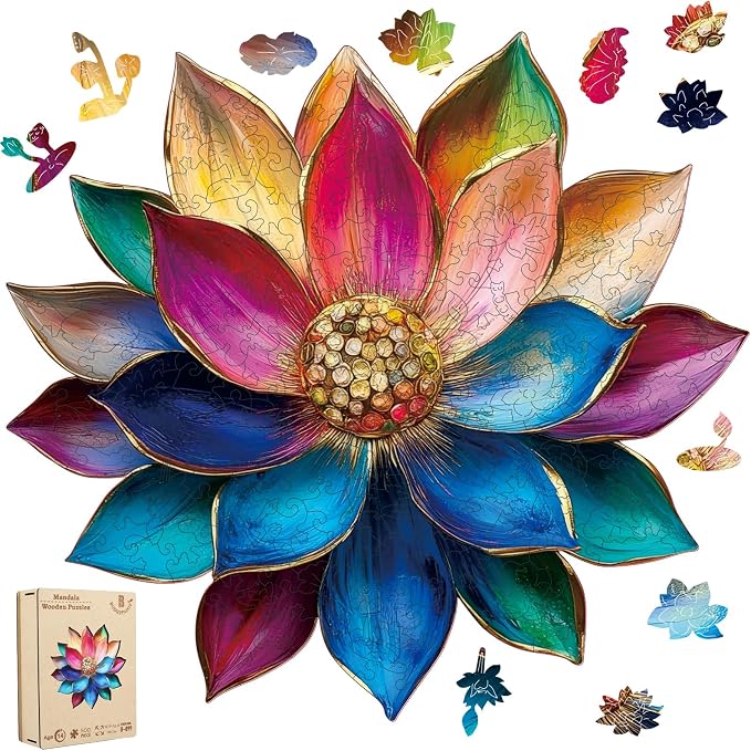 Bodhipnjoy Wooden Puzzles for Adults, 500 Pieces Stainless Glass Lotus Flower by BODHIPNJOY