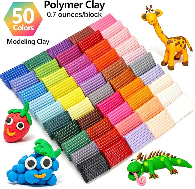 CiaraQ 50-Color Polymer Clay Oven Bake Modeling Kit | 14 sculpting tools - Image 3