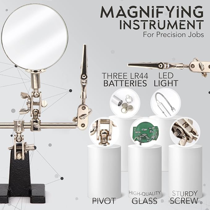 RamPro - Helping Hand Magnifier Glass Stand - Magnifying Lens, Crafting & - Image 4