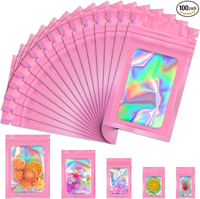 JETMORE 100 PCS Mylar Bags, Smell Proof Bags, Resealable Bags by Jetmore