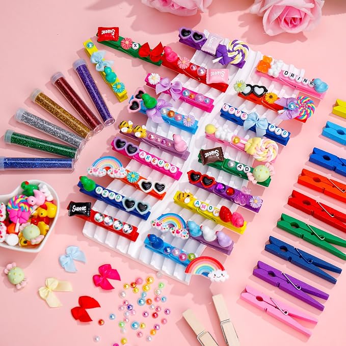 80 Set Cheer Pins Spirit Clips Clothes Wooden Pins - Image 5
