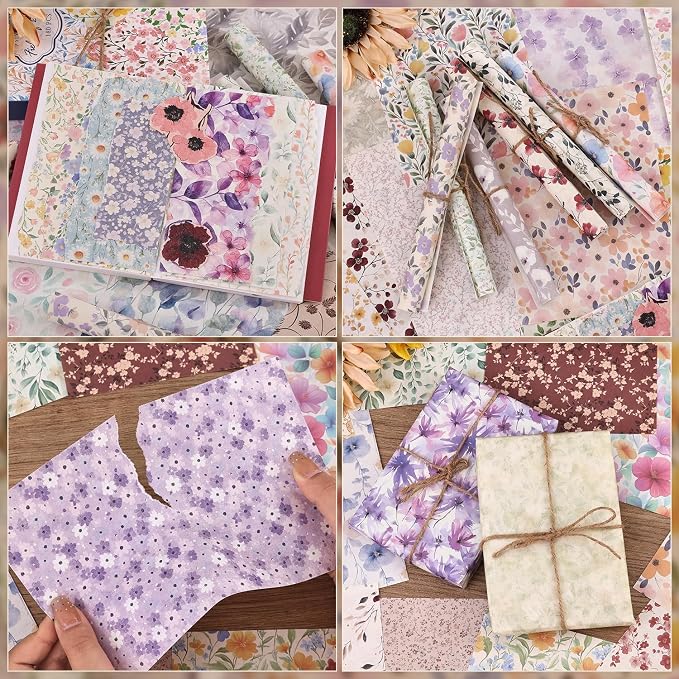 180 Sheets Vintage Floral Scrapbook Paper - Image 2