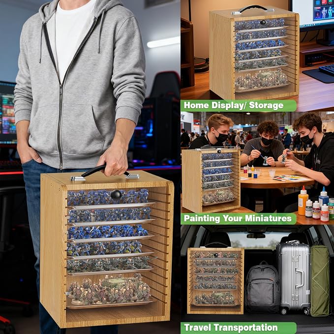 Miniature Storage Case for Collectibles Miniatures, Wooden Display Cases - Image 8