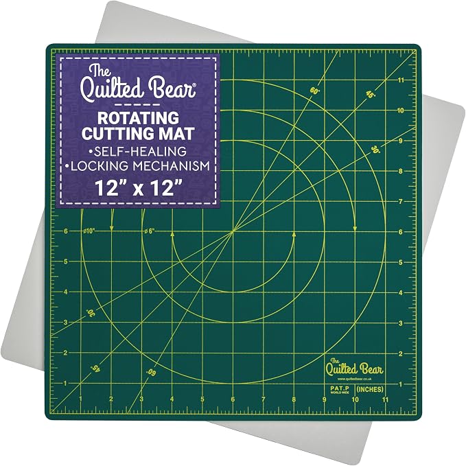 The Quilted Bear Rotating Cutting Mat 12" x 12" by TheQuiltedBearsProducts
