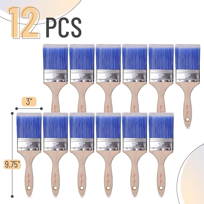 Bates- Paint Brushes, 12 Pack, Treated Wood Handle, Paint Brushes - Image 2