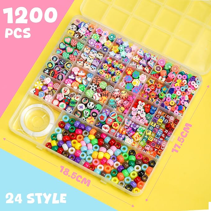 Gionlion 1200 Pcs Polymer Clay Beads Bracelet Making Kit, 25 Style Animal Fruit - Image 5