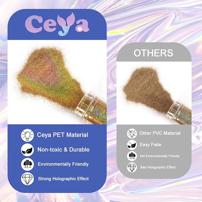 Ceya 3.8oz/ 110g Holographic Ultra Fine Glitter Powder Laser Violet Glitter - Image 7