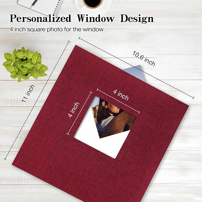 potricher Large Photo Album Self Adhesive 3x5 4x6 5x7 8x10 Pictures Linen Cover - Image 2